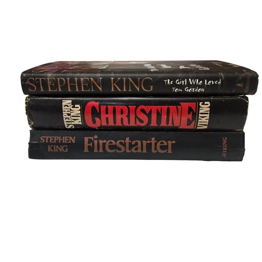 LOT/3‎ VINTAGE Stephen King HC's - Christine, Firestarter, Girl Who Loved Tom G